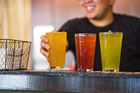 boba drinks on a counter